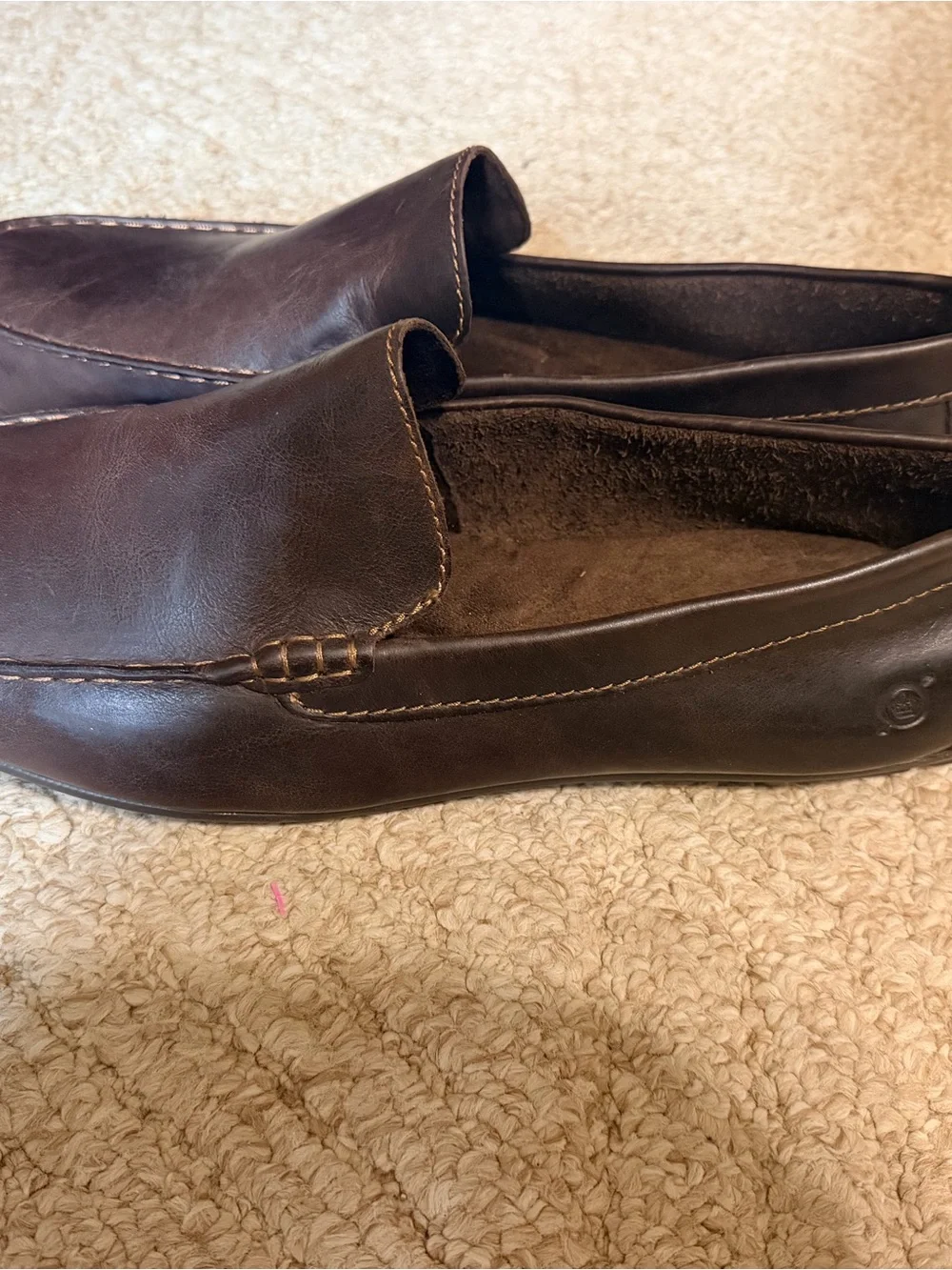 Born Dark Brown Leather Slip-On Loafers for Men